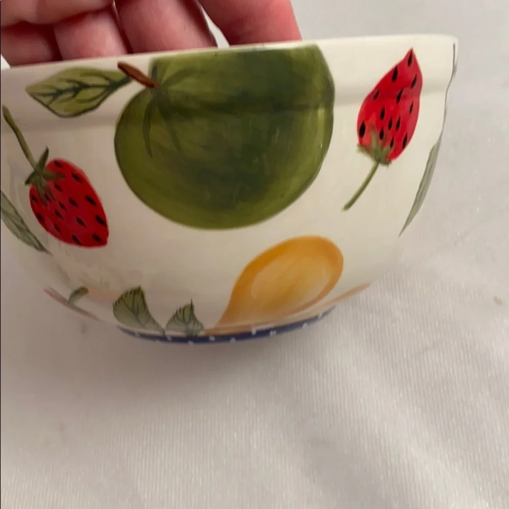 Zrike Fruit Medley multicolor pear and apple graphic ceramic bowls (4)